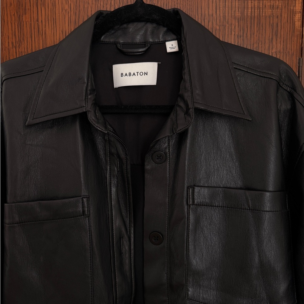 Babaton Vegan Leather Short Jacket with Belt - Picture 2 of 4